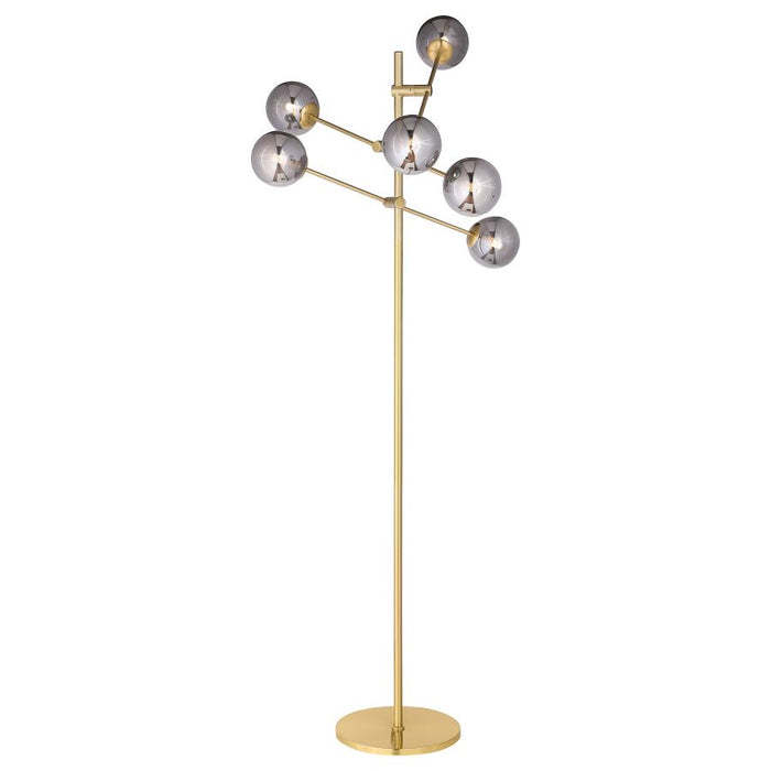 62-inch Molecular Smoked Orb Metal Floor Lamp Gold - Adams Furniture
