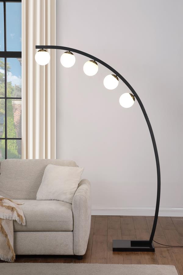78-inch Spherical 5-light Arc Metal Floor Lamp Black - Adams Furniture