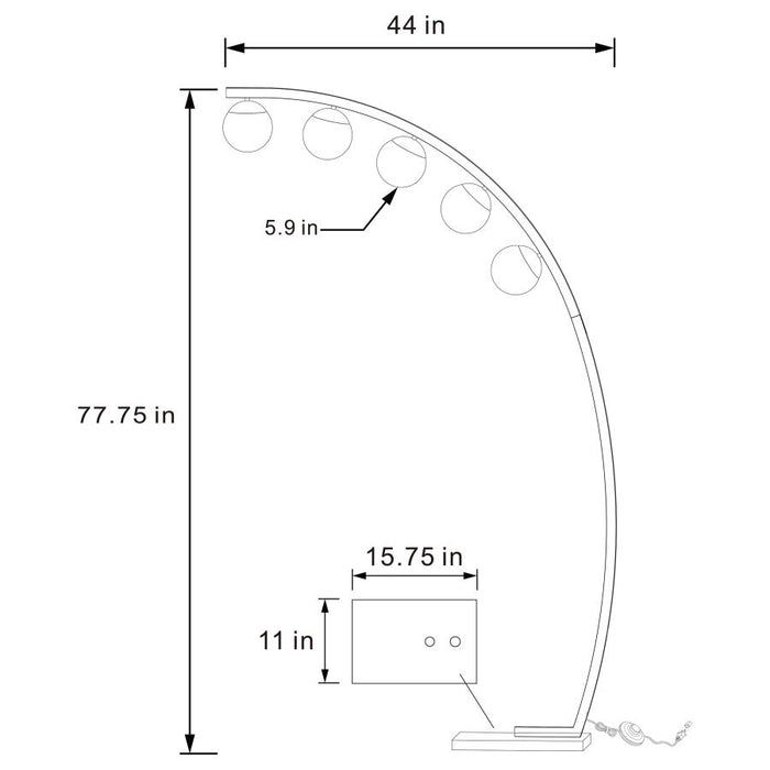 78-inch Spherical 5-light Arc Metal Floor Lamp Black - Adams Furniture