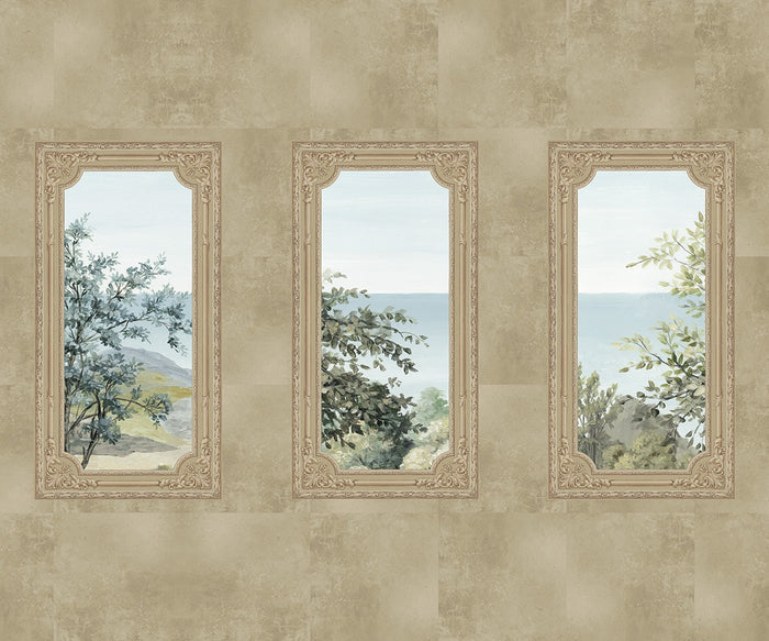 A Room With A View - Custom Sized Wallpaper Mural (per m2) - Beige Marble