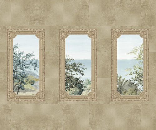 A Room With A View - Custom Sized Wallpaper Mural (per m2) - Beige Marble