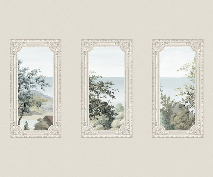 A Room With A View - Custom Sized Wallpaper Mural (per m2) - Light Grey