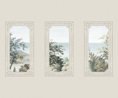 A Room With A View - Custom Sized Wallpaper Mural (per m2) - Light Grey