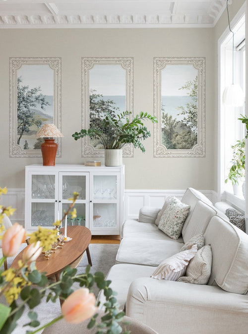 A Room With A View - Custom Sized Wallpaper Mural (per m2) - Light Grey