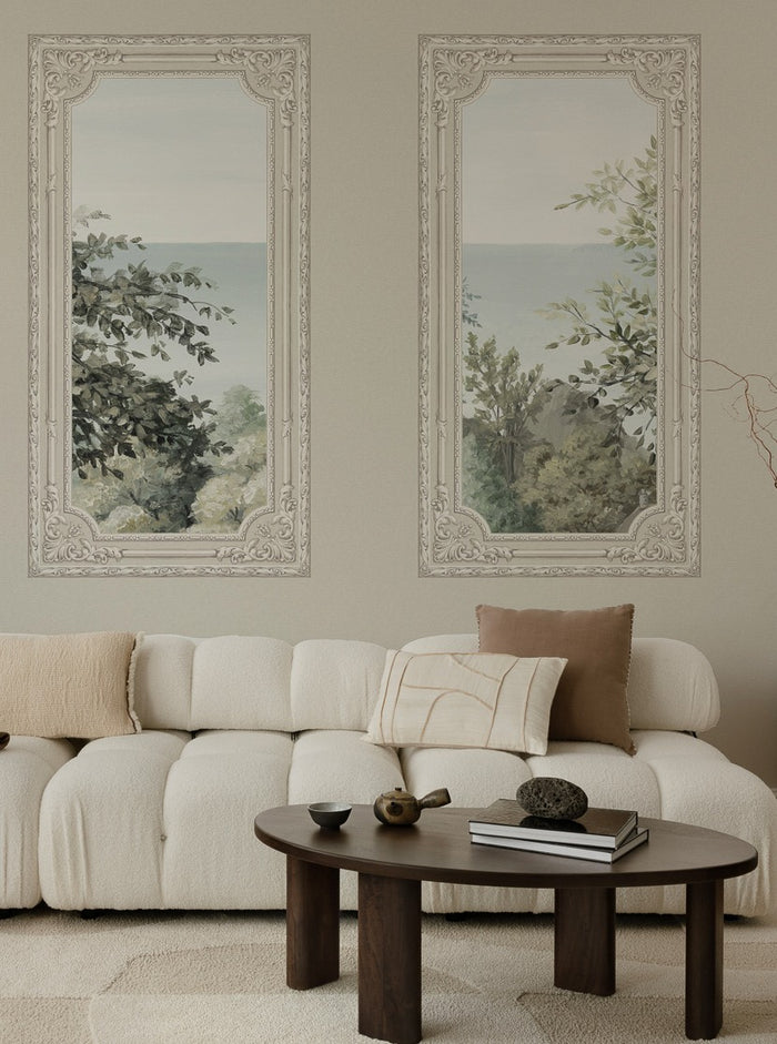 A Room With A View - Custom Sized Wallpaper Mural (per m2) - Light Grey