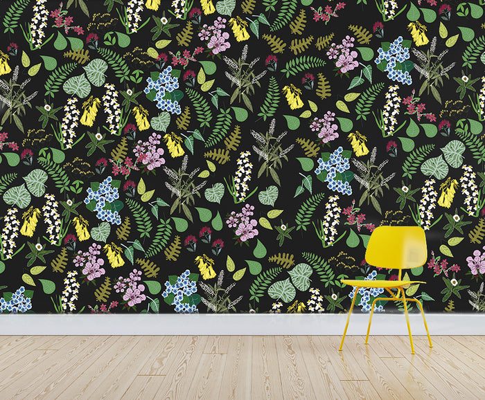 Abel Tasman - Black - Custom Sized Wallpaper Mural (per m2)