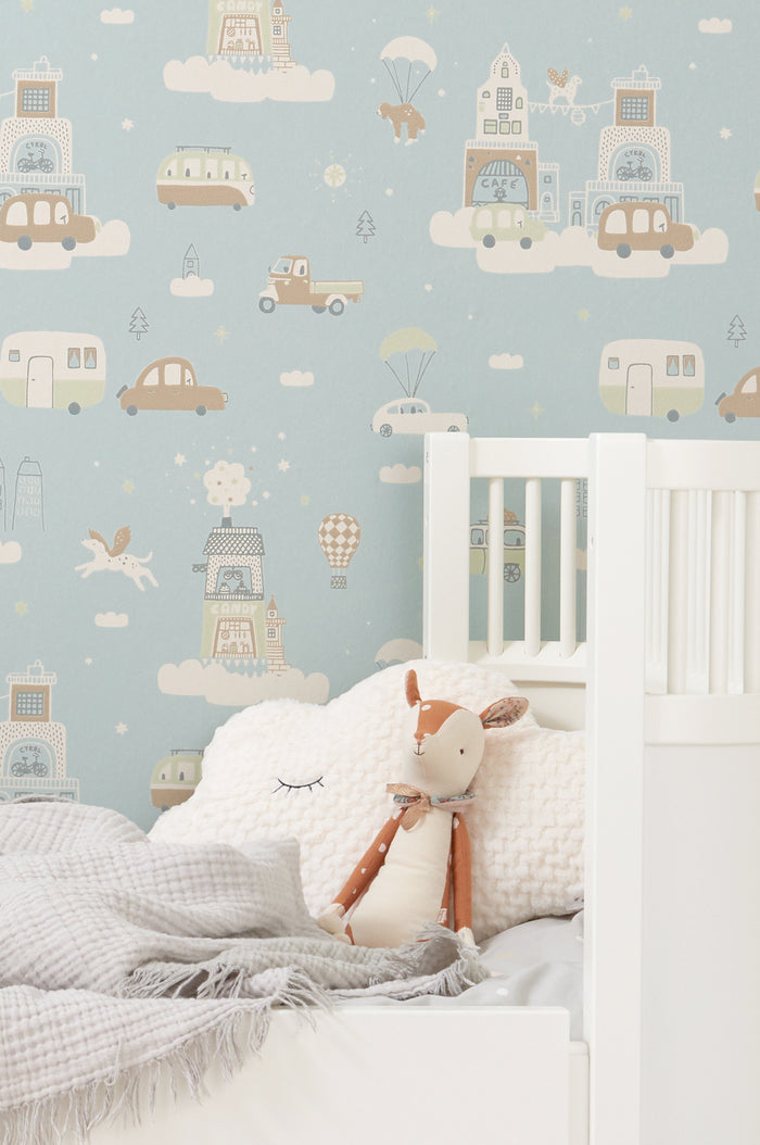 Above the Clouds Wallpaper - Soft Blue