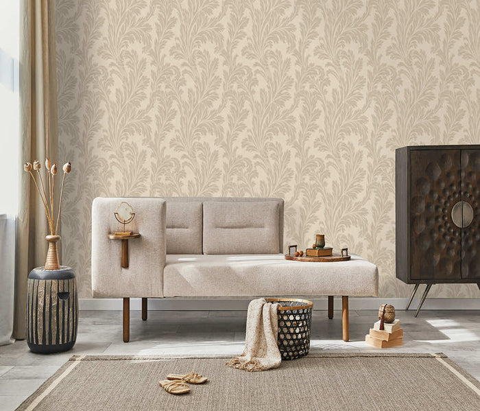 Acanthus Textured Wallpaper - Beige