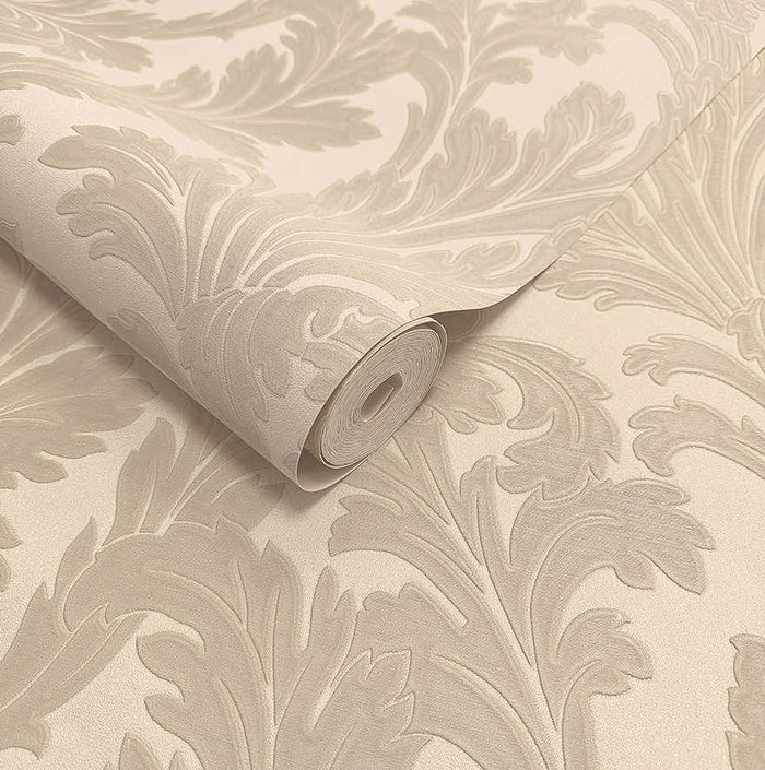 Acanthus Textured Wallpaper - Beige