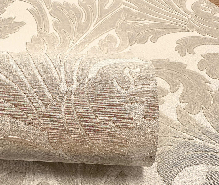 Acanthus Textured Wallpaper - Beige