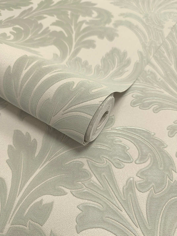Acanthus Textured Wallpaper - Sage/Cream