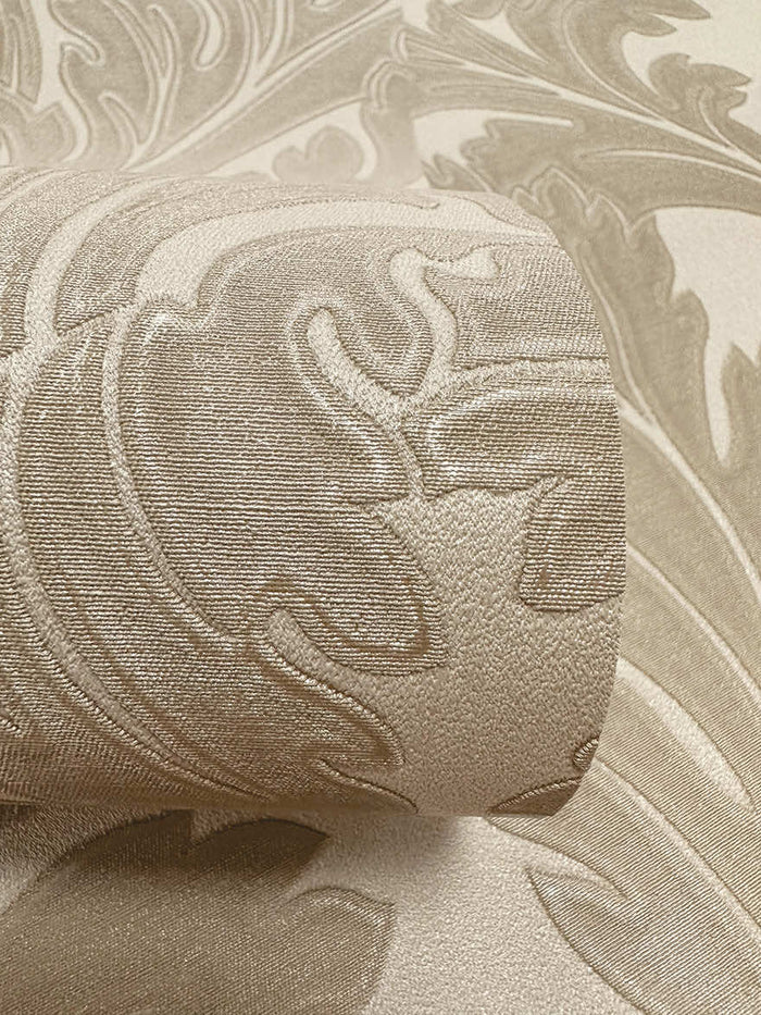 Acanthus Textured Wallpaper - Taupe