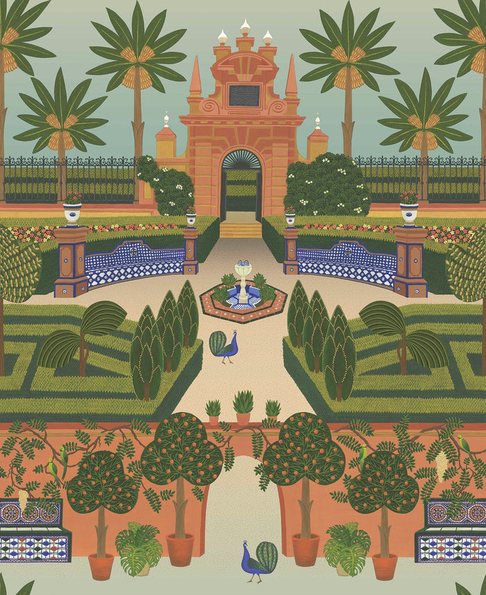 Alcazar Gardens Wallpaper - Terracotta Multi