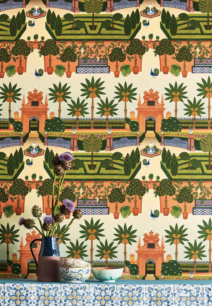 Alcazar Gardens Wallpaper - Terracotta Multi