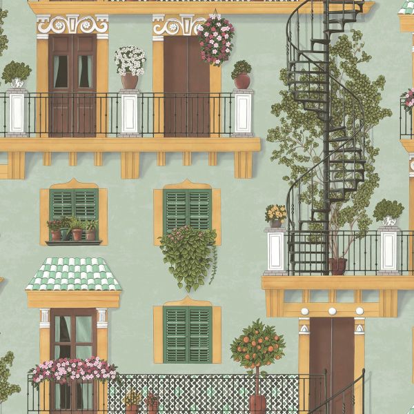 Alfaro Wallpaper - Cole & Son -  Ochre & Green