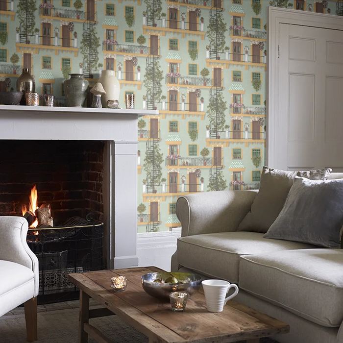 Alfaro Wallpaper - Cole & Son -  Ochre & Green