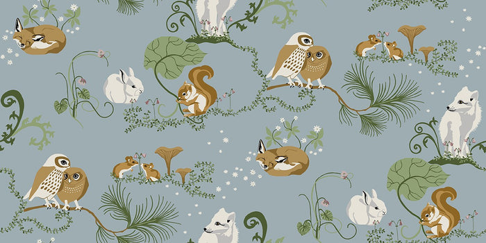 Alice - Custom Sized Wallpaper Mural (per m2) - Blue