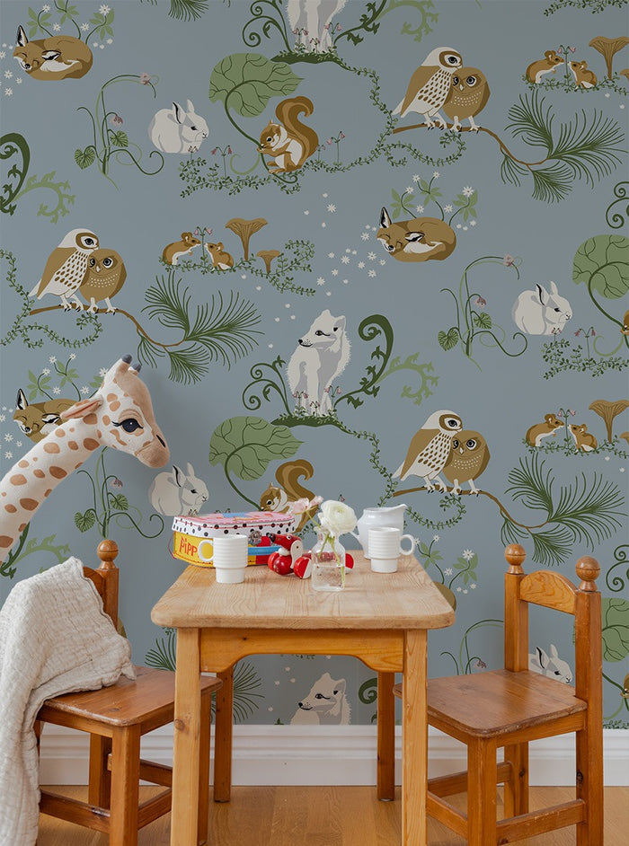 Alice - Custom Sized Wallpaper Mural (per m2) - Blue