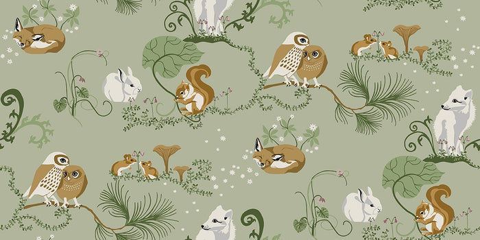 Alice - Custom Sized Wallpaper Mural (per m2) - Green