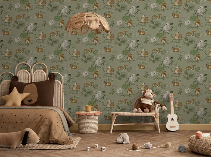 Alice - Custom Sized Wallpaper Mural (per m2) - Green
