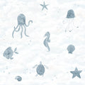 Alice Ocean - Custom Sized Wallpaper Mural (per m2) - Blue