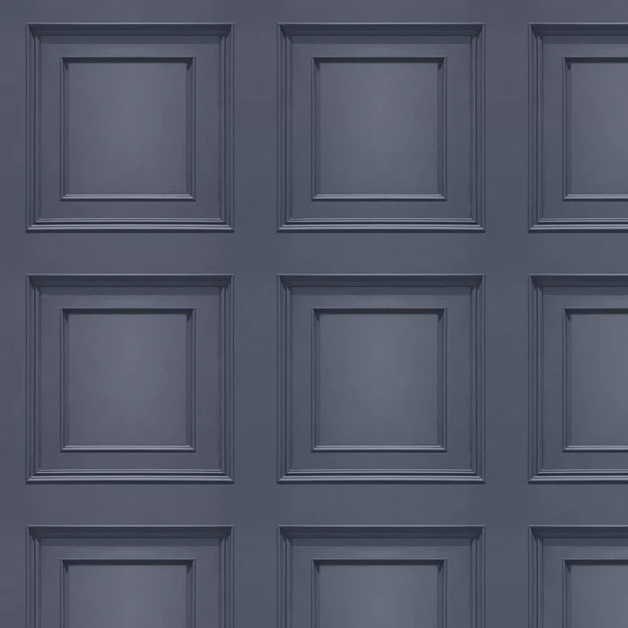 Amara Wood Panel Vinyl Wallpaper - Navy Blue