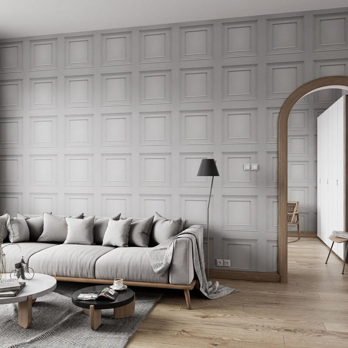 Amara Wood Panel  Vinyl Wallpaper - Soft Silver