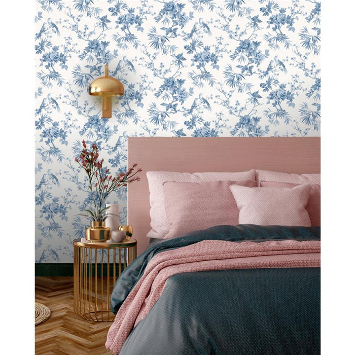 Amelie Chinoiseries Wallpaper - Blue and White