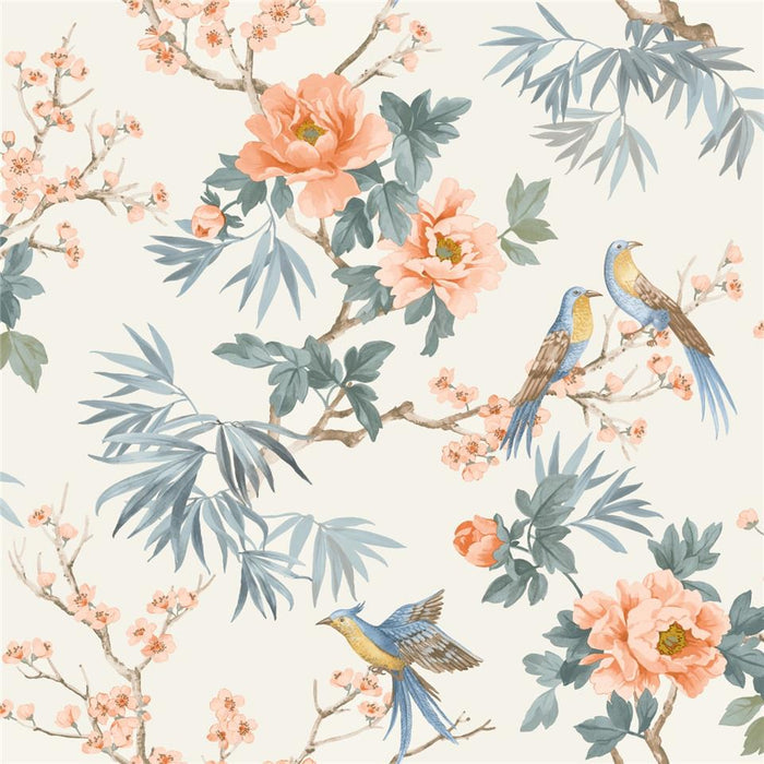 Amelie Chinoiseries Wallpaper - Orange/Blue
