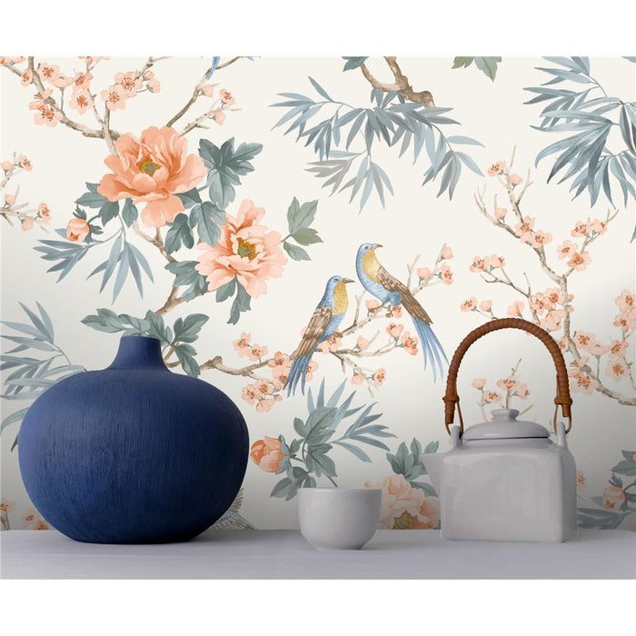 Amelie Chinoiseries Wallpaper - Orange/Blue