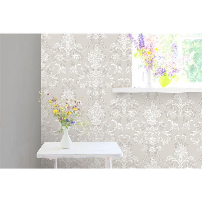 Amelie Damask Wallpaper - Mushroom