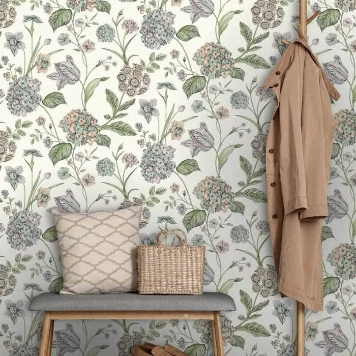 Amelie Hydrangea Wallpaper - Multi