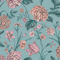 Amelie Hydrangea Wallpaper - Teal