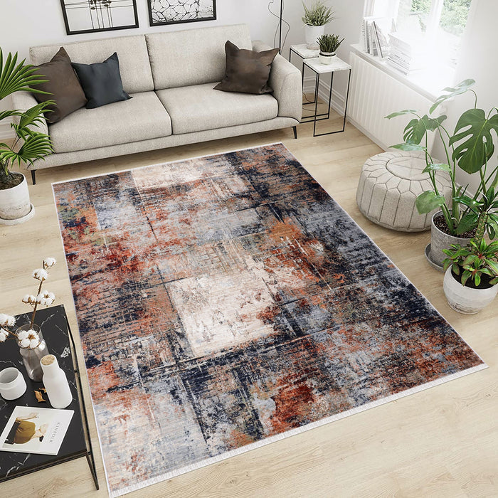 Ana 5x8 Red/Cream Area Rug - Adams Furniture