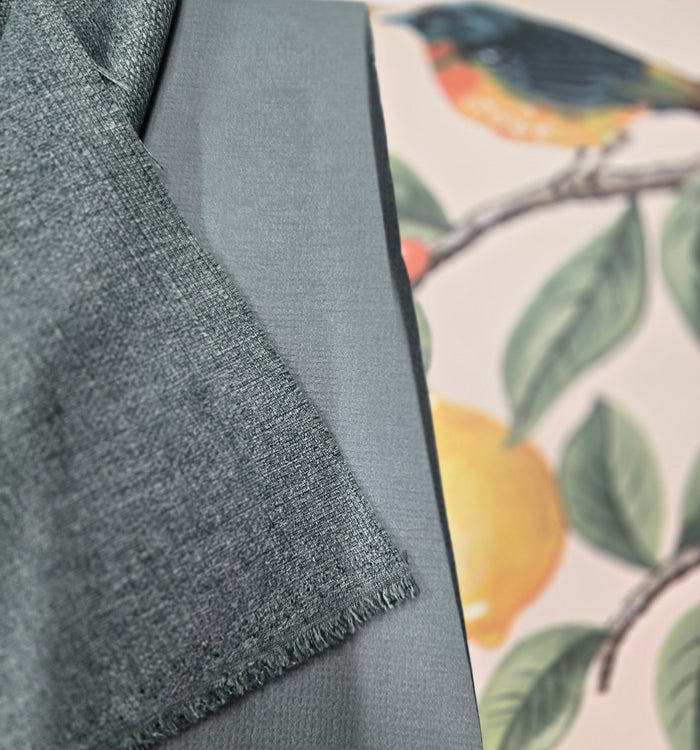 Zple Jupiter Forest fabric - Ponderosa Bird Wallpaper - Pre Painted Anaglypta - Fern