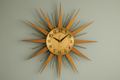 Retro clock with Anaglypta Pre Painted Textured Wallpaper - Sage background