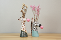 Giraffe & Zebra Planters with RD3024 Wheat Wallpaper Texture
