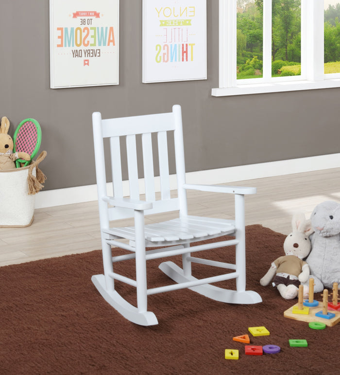 Annie Slat Back Youth Rocking Chair White - Adams Furniture
