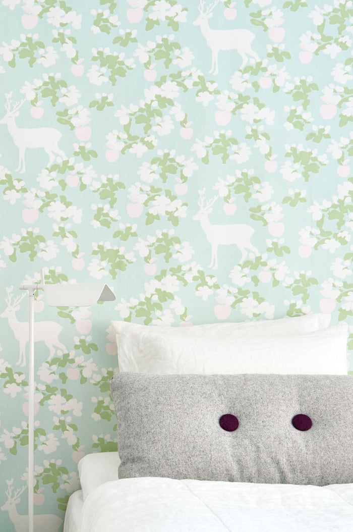 Apple Garden Wallpaper - Turquoise
