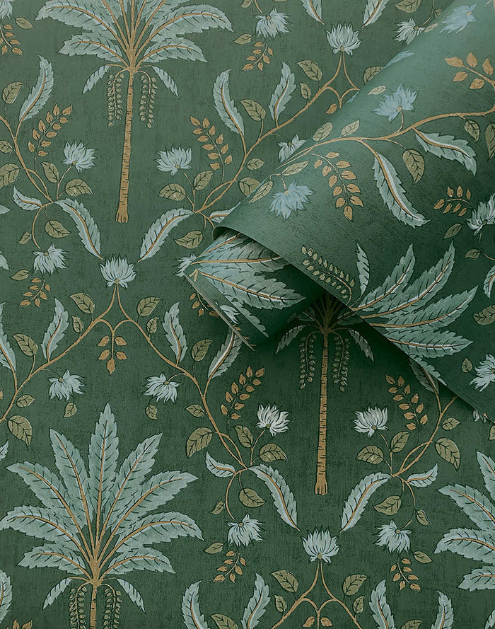 Roll of Ariara wallpaper in Green