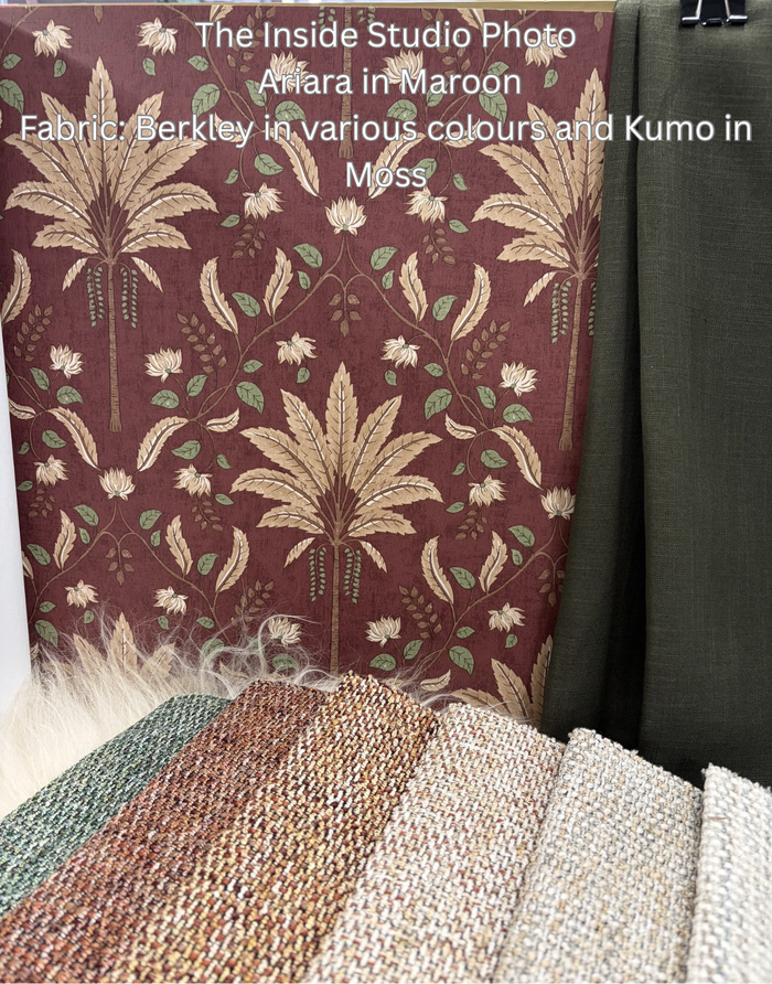 Ariara – Palm Trellis Wallpaper – Maroon