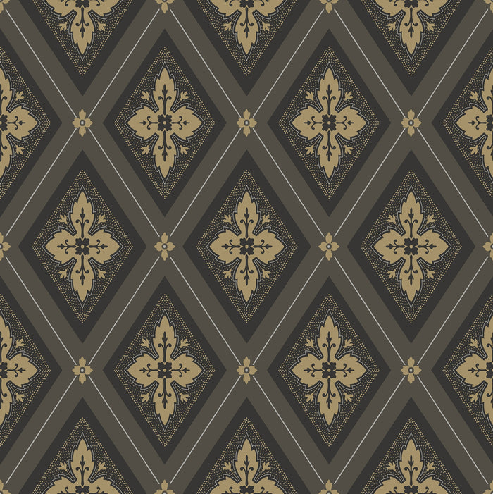 Astrid Flora Wallpaper - Black Gold