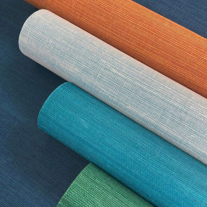 Bali 2 - Grasscloth Wallpaper - Smokey Grey Blue