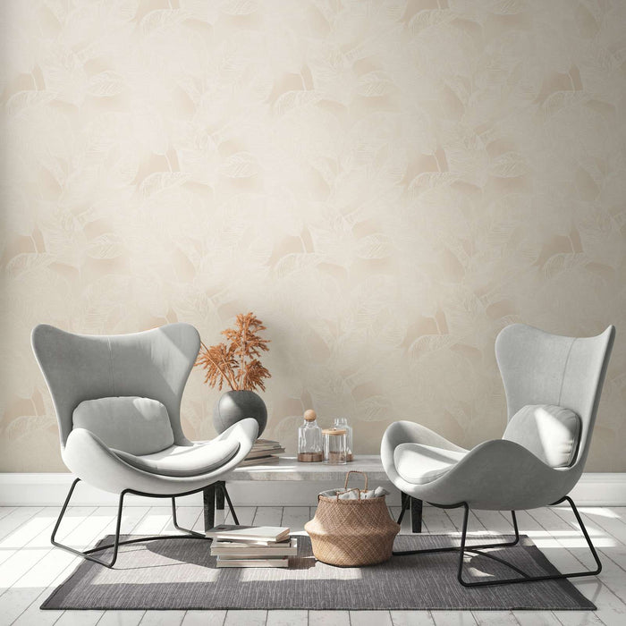 Banana Grove - Leaf Wallpaper - Beige