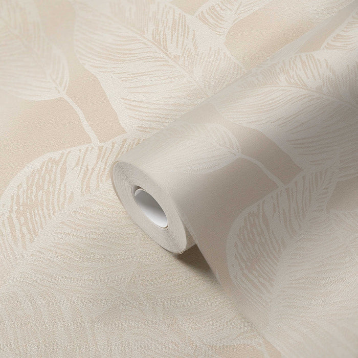 Banana Grove - Leaf Wallpaper - Beige