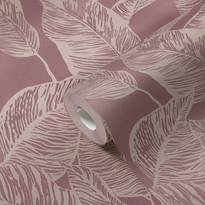 Banana Grove - Leaf Wallpaper - Pink