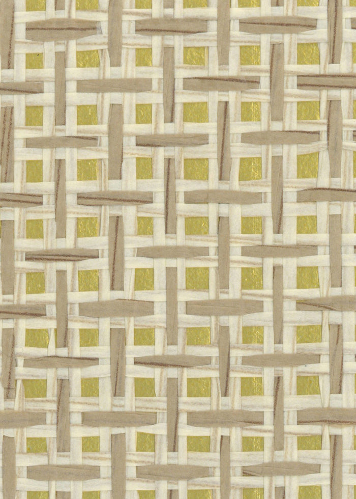 Basket Weave Grass cloth Wallpaper - Camel on Gold
