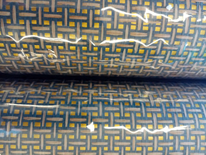 Basket Weave Grass cloth Wallpaper - Ink Grey on Gold