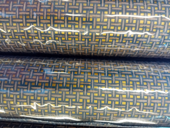 Basket Weave Grass cloth Wallpaper - Ink Grey on Gold