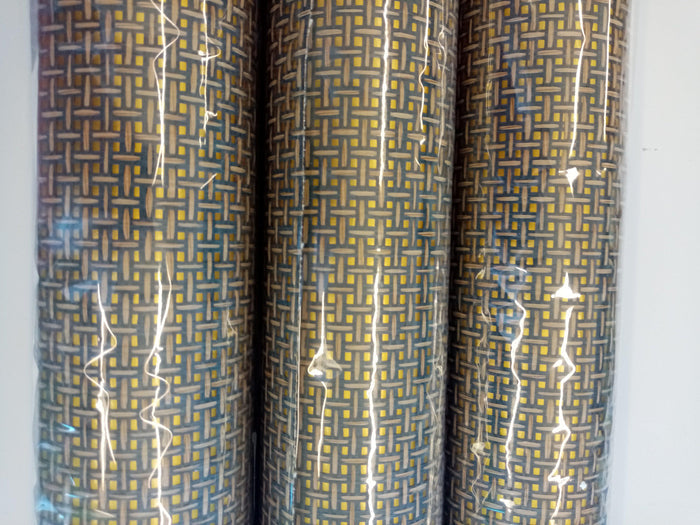 Basket Weave Grass cloth Wallpaper - Ink Grey on Gold